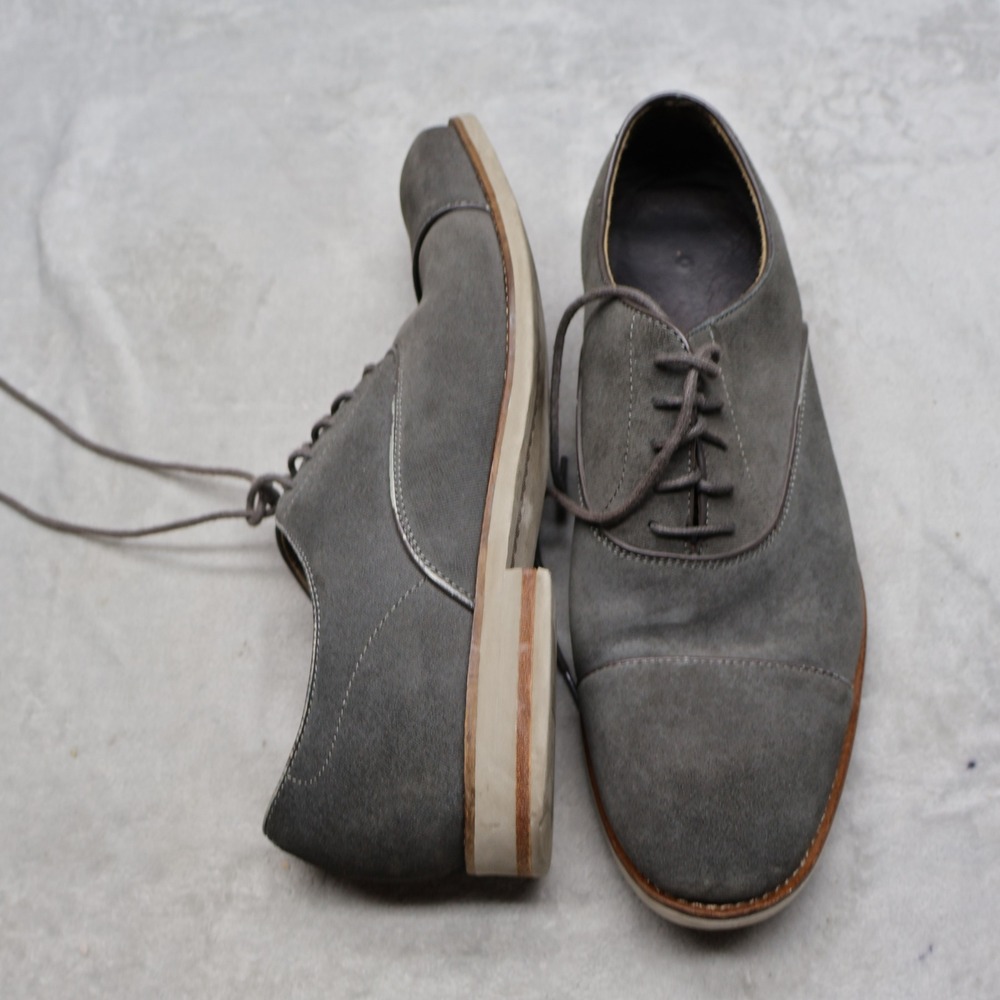 John Varvatos Men 11M Oxford Shoes Green Suede Cap Toe Lace-Up Classic Dress